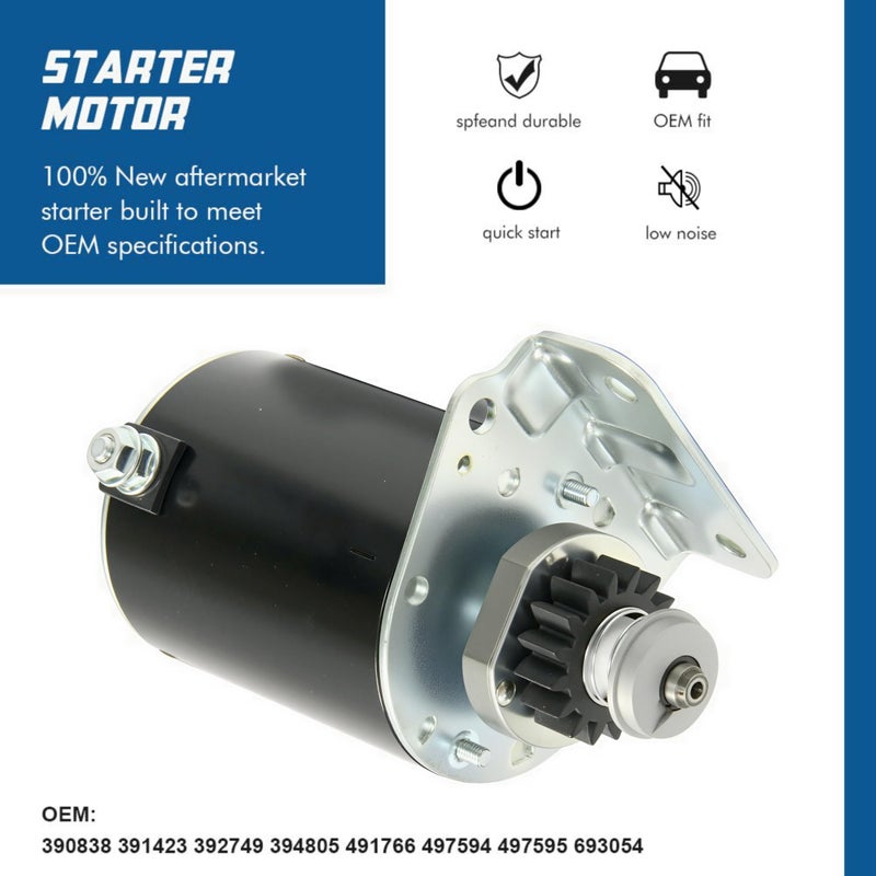 TOPSCOPE Starter Motor Replaces 1972-2002 7HP-18HP Engines with OE Part # 390838 391423 392749 394805 491766 497594 497595 693054 B&S Starter Replacement with 16 Teeth - Image 2